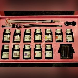 Blown Glass Fountain Pens w/ assortment of colored inks